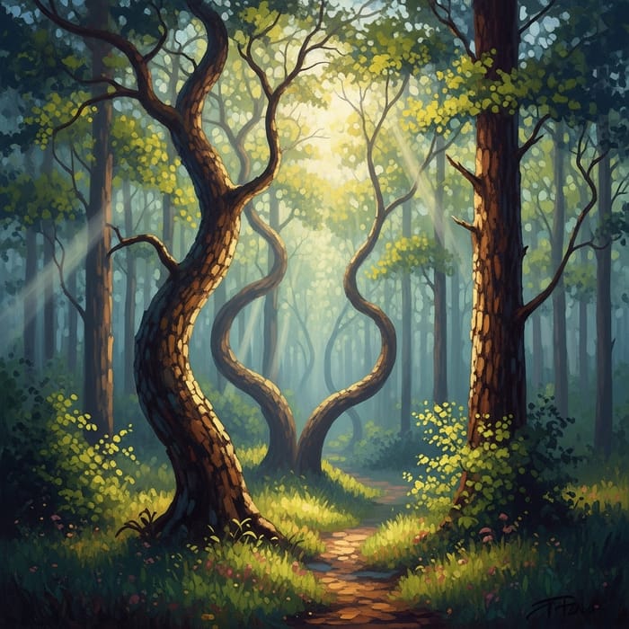 Mystical Forest: Ethereal Impressionist Nature Painting Mystical Forest: Ethereal Impressionist Nature Painting