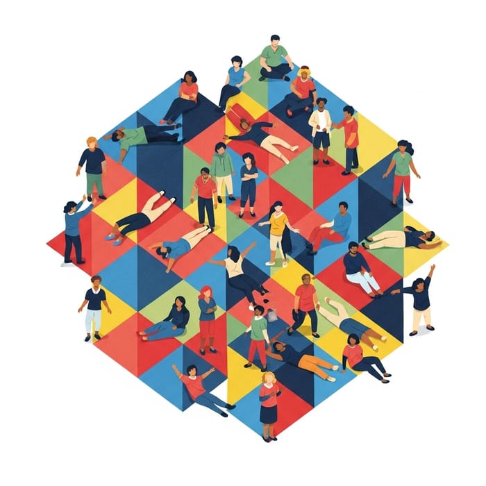 Dynamic Human Figures Form Intriguing Geometric Design