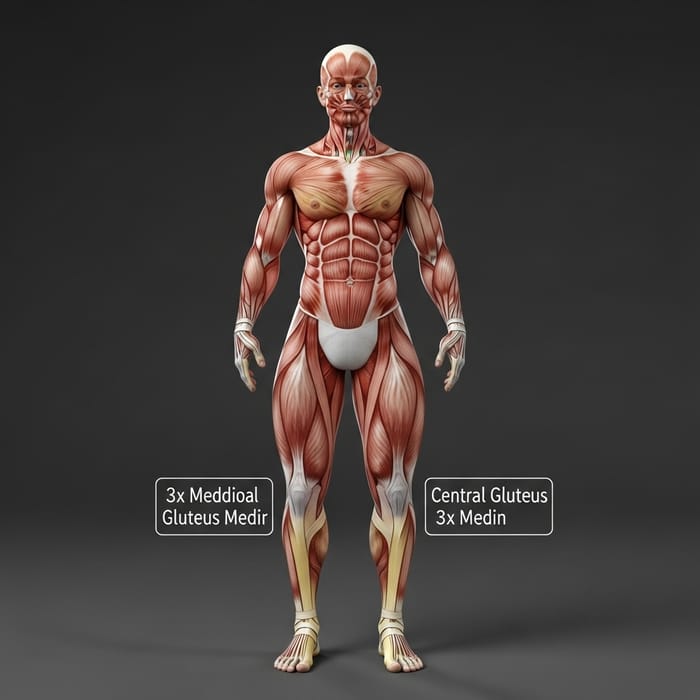 Anatomical Young Man with Enhanced Gluteus Muscles
