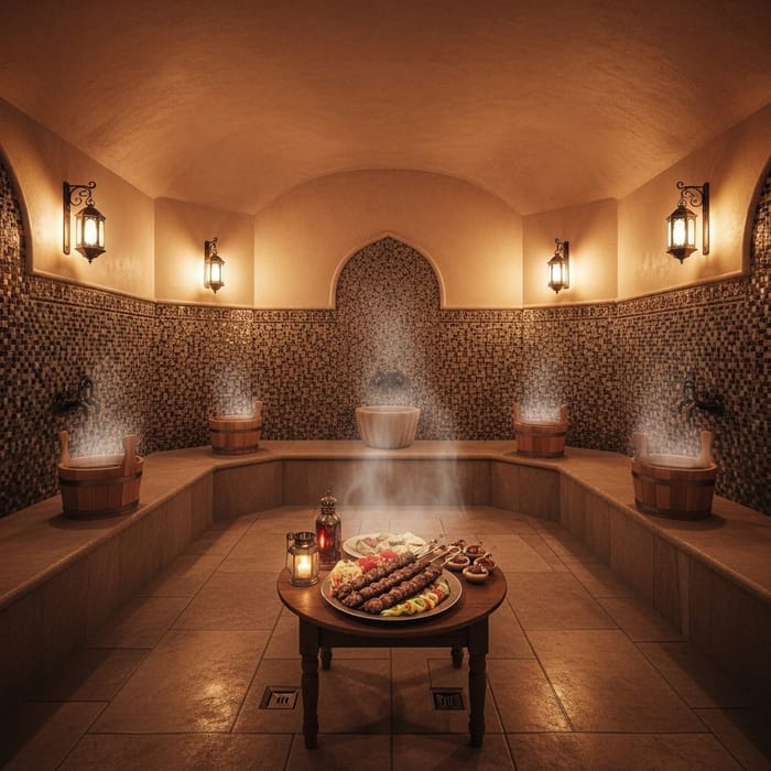 Bathhouse Kebabs: Culinary Delight in a Traditional Setting Bathhouse Kebabs: Culinary Delight in a Traditional Setting