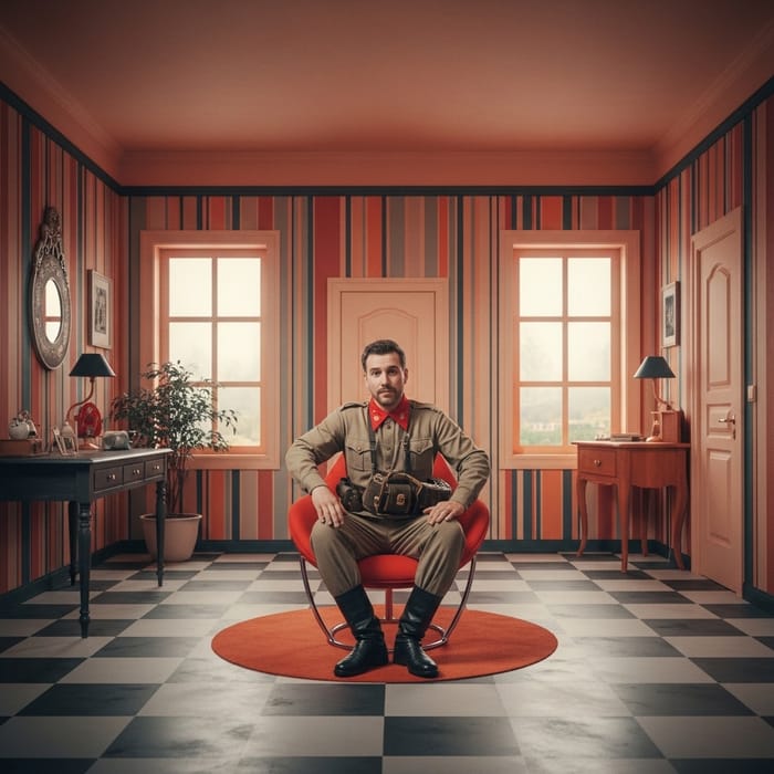 Vintage Phillip Stark Chair in Wes Anderson Style Interior Vintage Phillip Stark Chair in Wes Anderson Style Interior