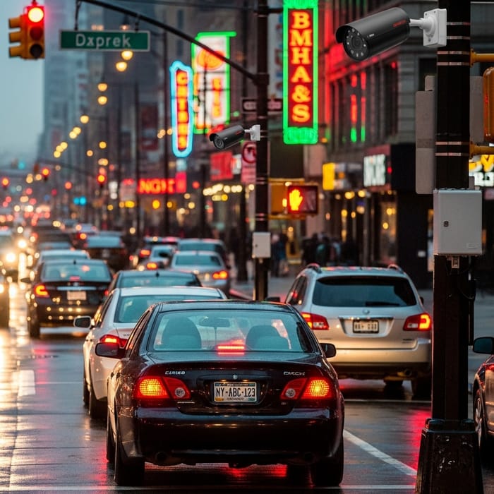 Pedestrian Cameras Capturing Car License Plates Pedestrian Cameras Capturing Car License Plates