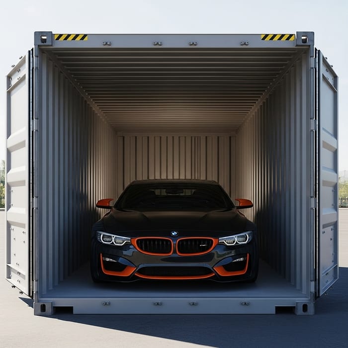 Remarkable Black and Orange Car in Container