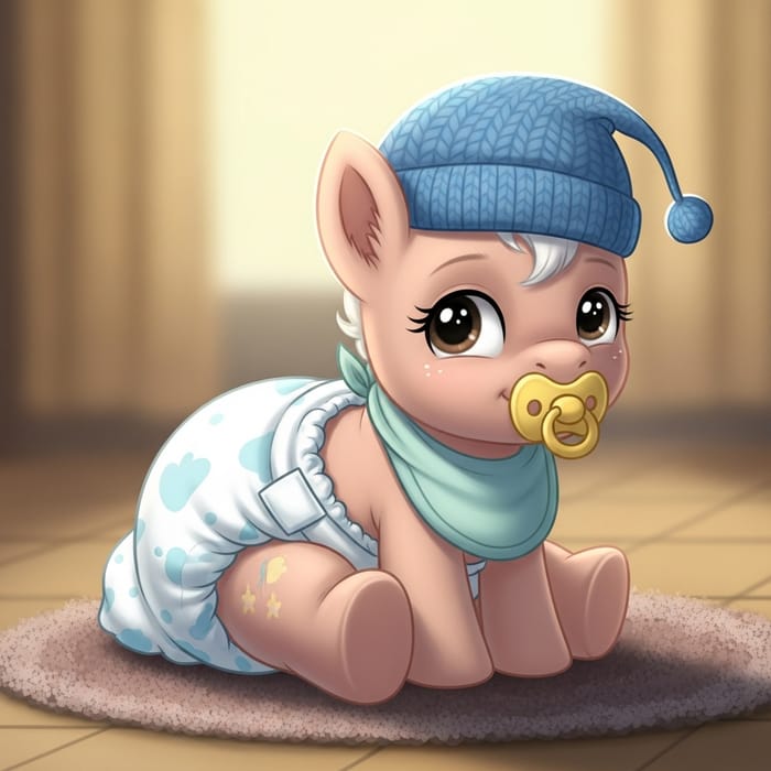 Adorable Little Pony Diapered with Pacifier, Bib, and Baby Hat Adorable Little Pony Diapered with Pacifier, Bib, and Baby Hat
