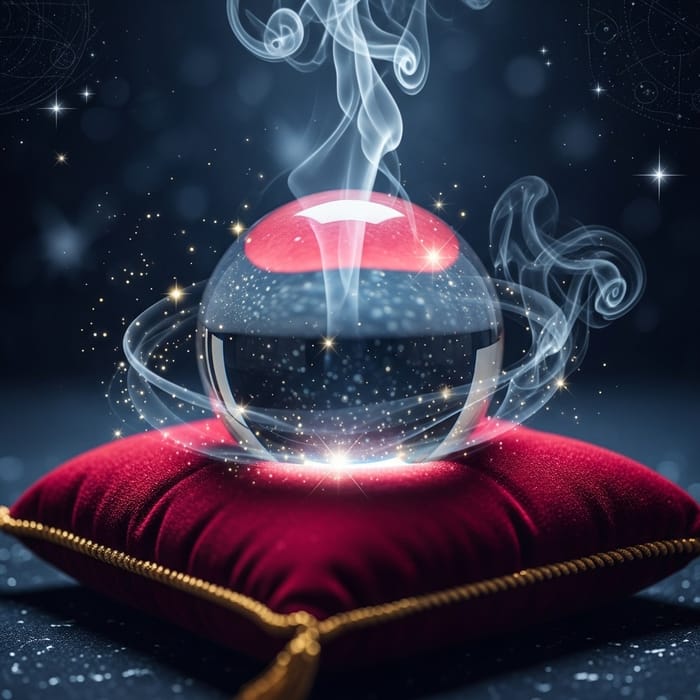 Captivating Crystal Ball on Velvet Cushion | Mysterious Divination Image Captivating Crystal Ball on Velvet Cushion | Mysterious Divination Image