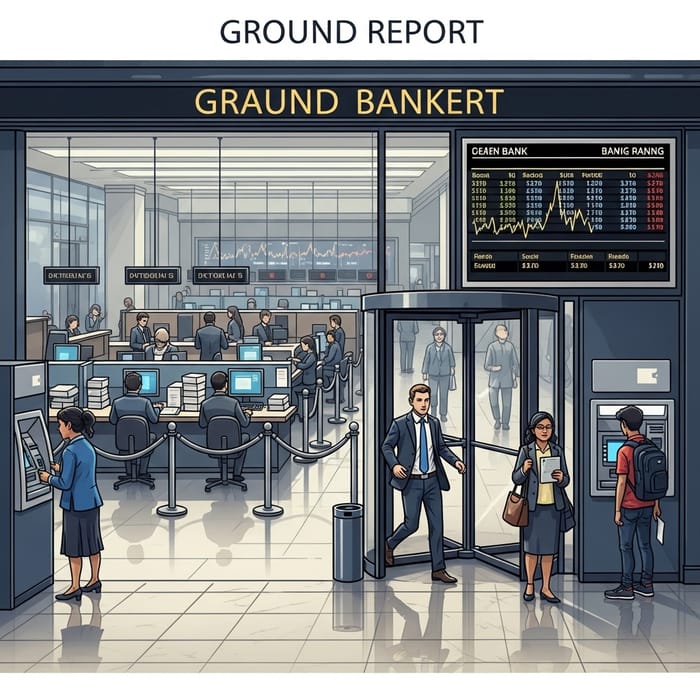 Banking Environment Scene: Ground Report & Busy Hall Banking Environment Scene: Ground Report & Busy Hall
