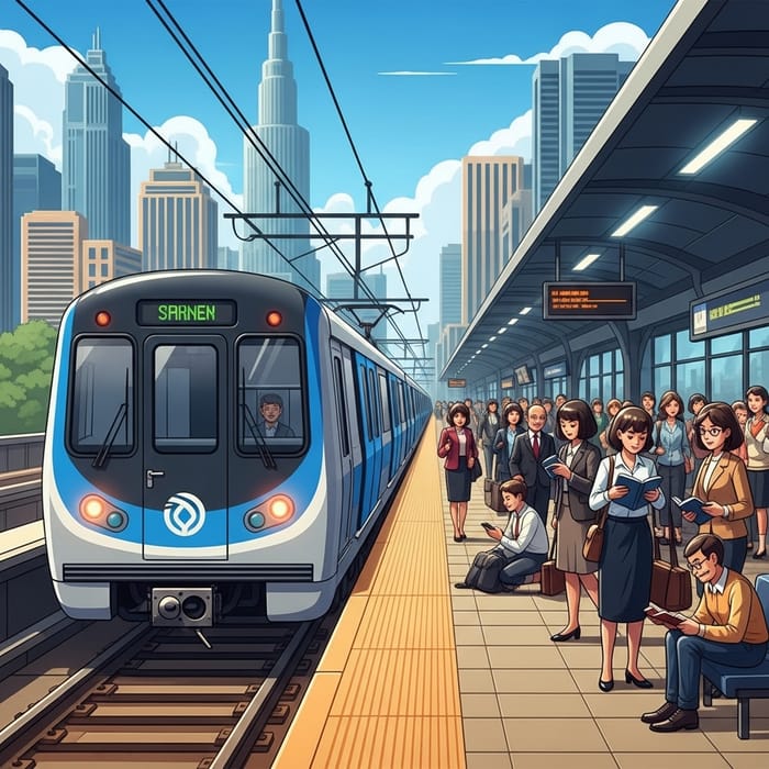 Copyright-Free Metro Train Images for Modern Cityscape Illustration Copyright-Free Metro Train Images for Modern Cityscape Illustration