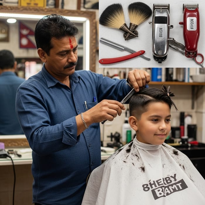 Authentic Nepali Haircut Experience with Traditional Tools