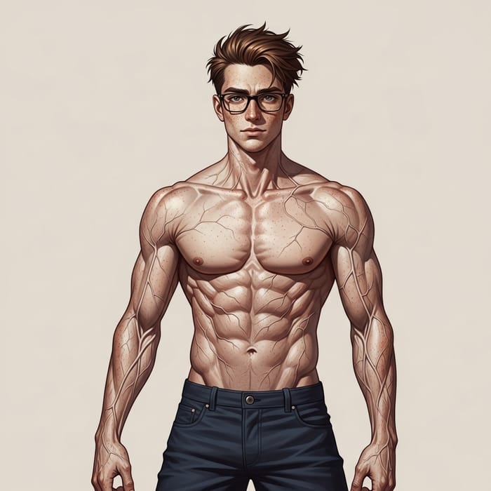 Veiny Thin Man with Glasses and Freckles | Unique Features