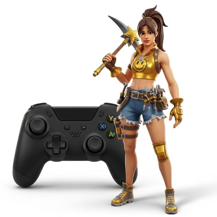 Fortnite Aura Skin with Star Pickaxe and Controller