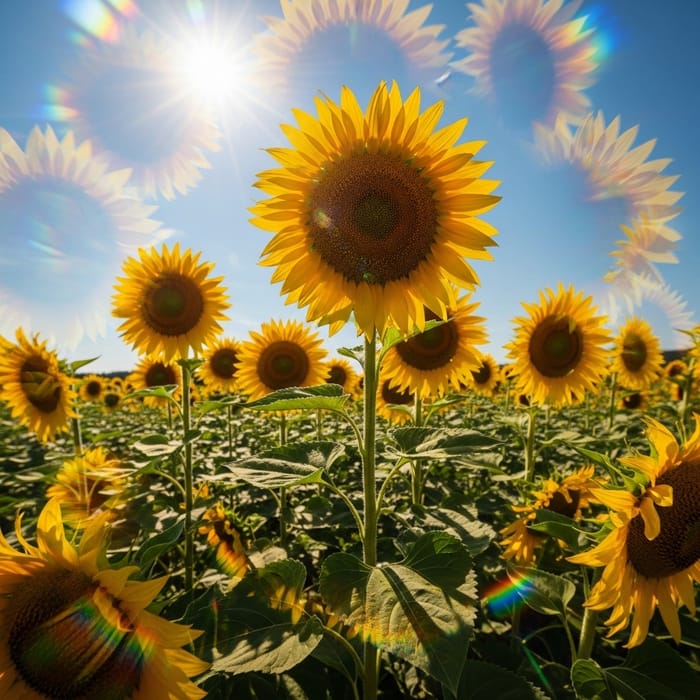 Vibrant Sunflowers: Impressionist Field Artwork