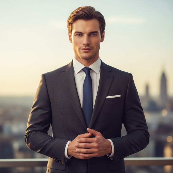 Young Brunette Man, 25, Tall & Athletic in Formal Suit