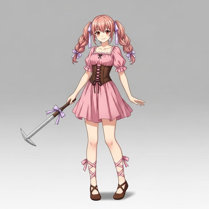 Elegant Young Woman with Strawberry Blonde Hair and Lavender Ribbons Elegant Young Woman with Strawberry Blonde Hair and Lavender Ribbons