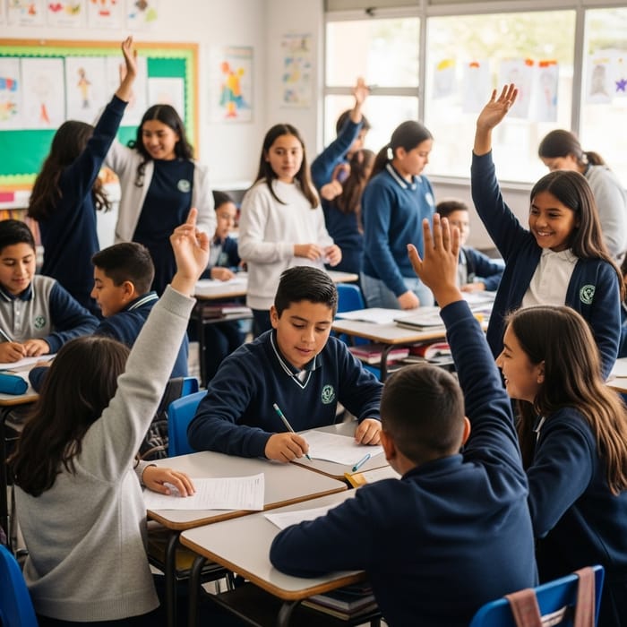 Engaged Hispanic Children Learning in School Engaged Hispanic Children Learning in School