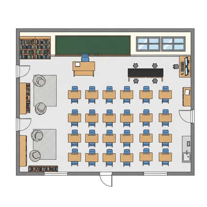 Classroom Floor Plan with Detailed Labels