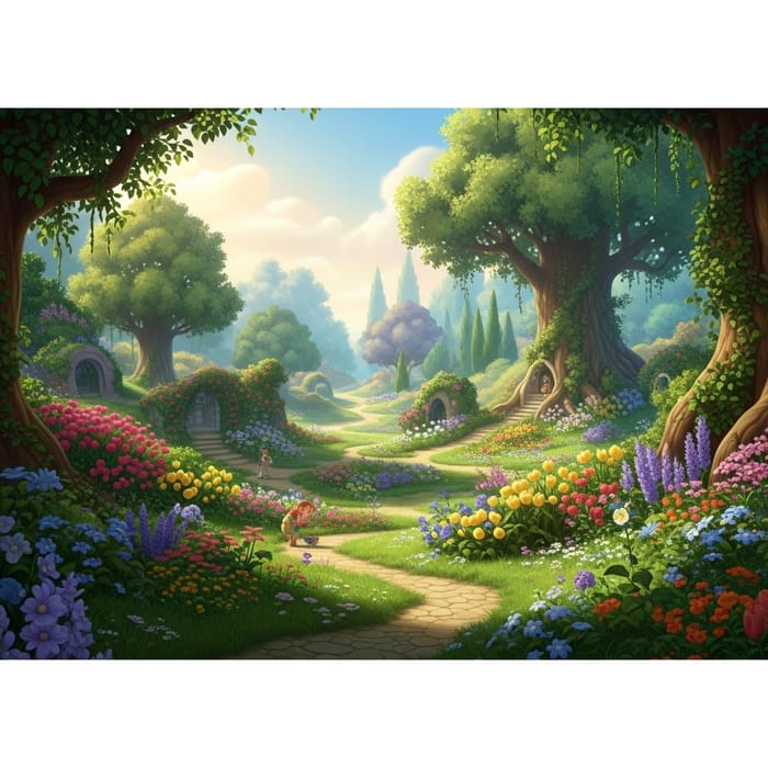 Magical Children's Garden with 3D Cartoon Style Magical Children's Garden with 3D Cartoon Style