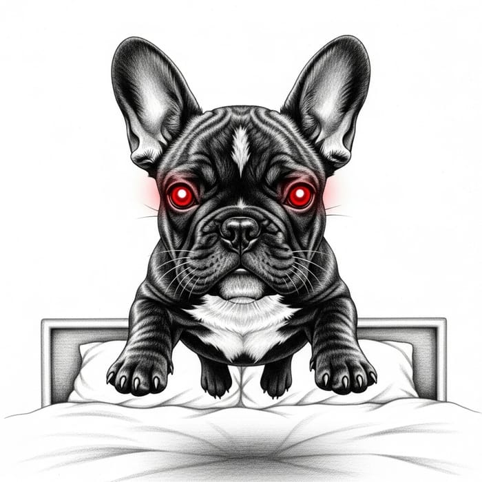 Intricate Monochromatic French Bulldog Puppy Sketch with Mystical Aura Intricate Monochromatic French Bulldog Puppy Sketch with Mystical Aura