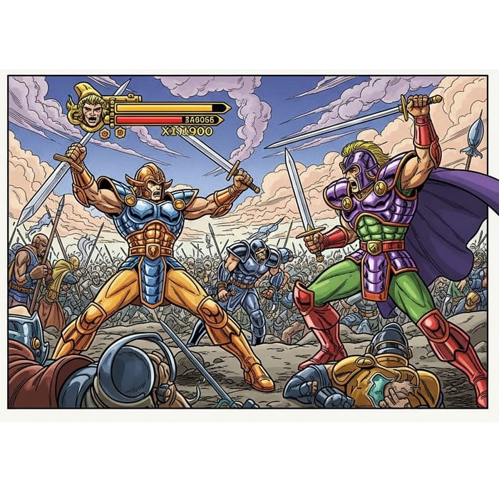 Intense Battle Scene with Armored Warrior | Vintage Game Fantasy