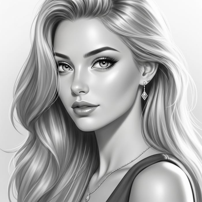 Elegant Beauty: Mesmerizing Portrait of a Woman with Flowing Hair