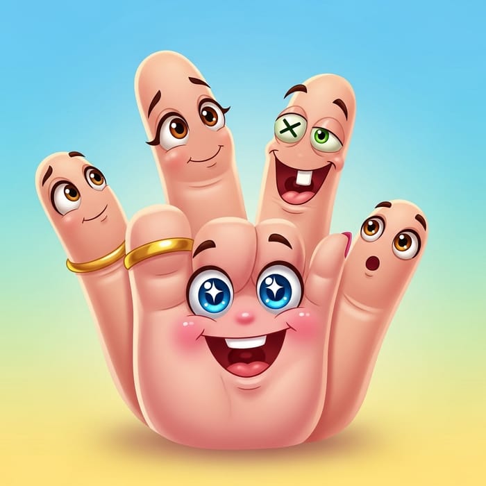Cheerful Pinky Finger Cartoon | Friendly Finger Characters Cheerful Pinky Finger Cartoon | Friendly Finger Characters