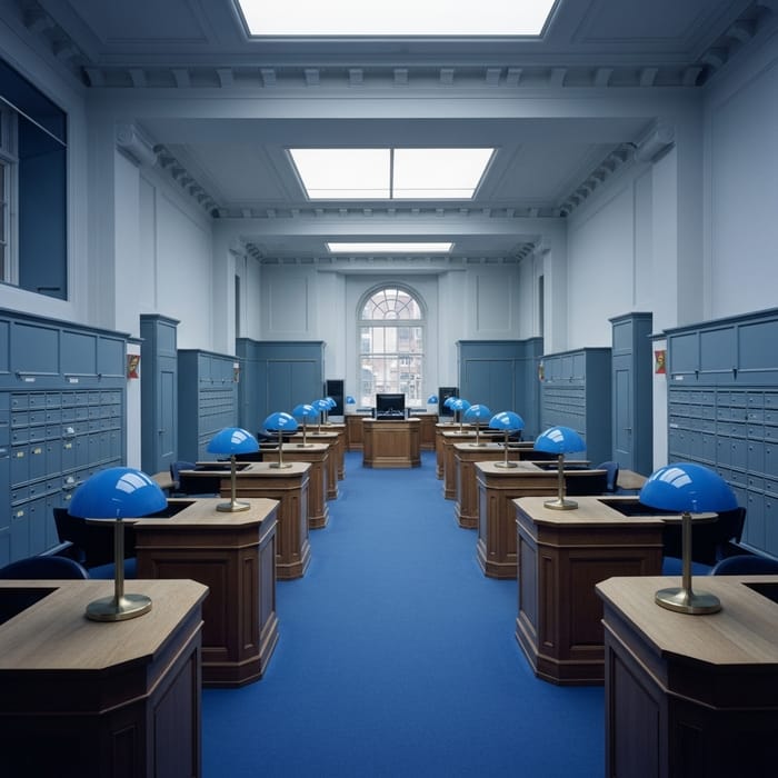 Calm Blue-Themed Post Office Interior Design Calm Blue-Themed Post Office Interior Design