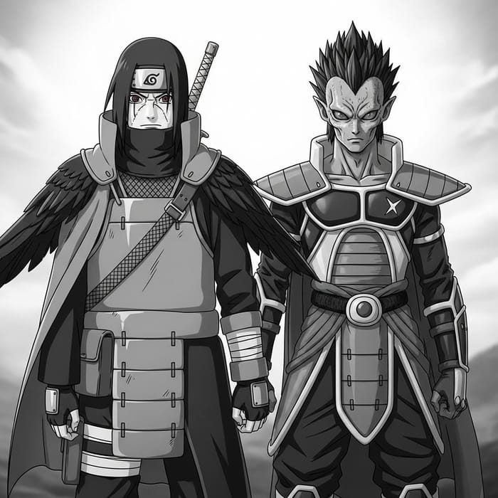 Itachi and Vegeta - Black and White Warrior Duo Team-Up Itachi and Vegeta - Black and White Warrior Duo Team-Up