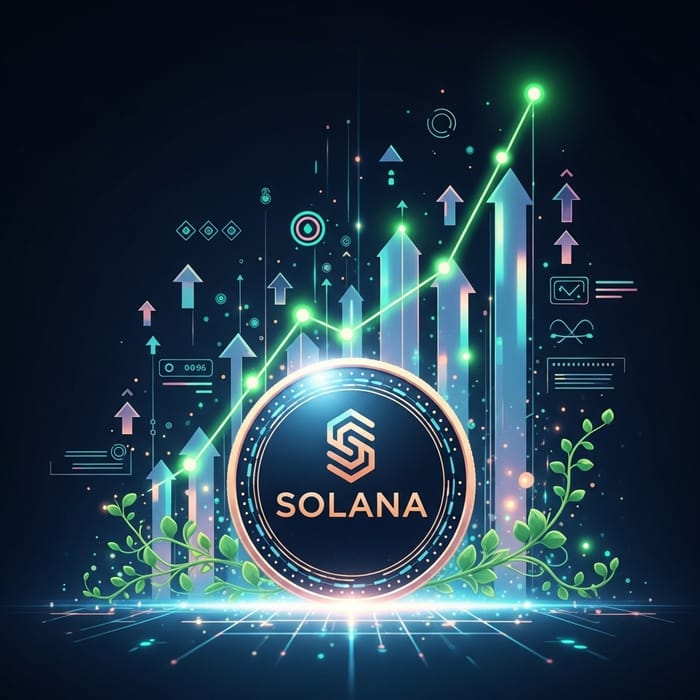 Solana Cryptocurrency Art: Futuristic Price Chart Illustration