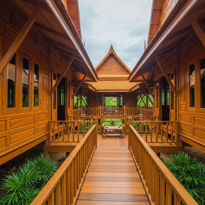 Build a Traditional Phu Thai House with Teak Wood and Two Terraces Build a Traditional Phu Thai House with Teak Wood and Two Terraces