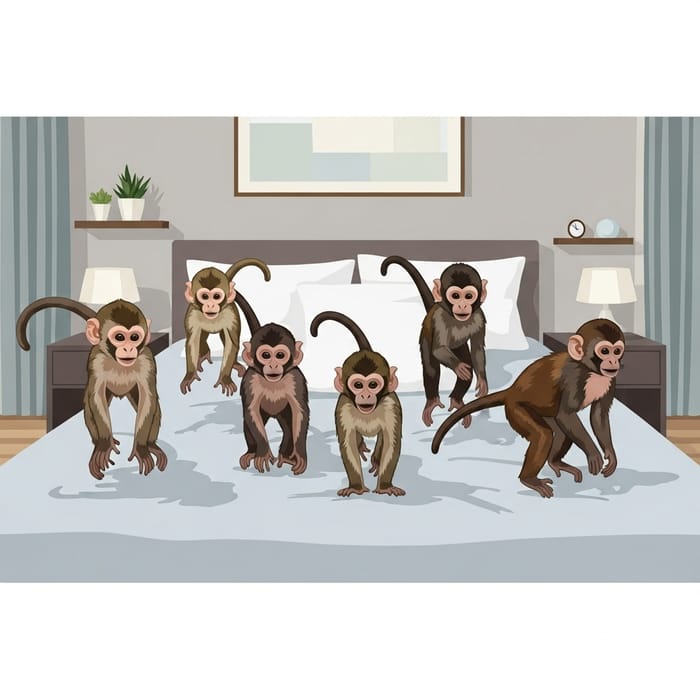 Cute Five Little Monkeys Jumping Bed Vector Cute Five Little Monkeys Jumping Bed Vector