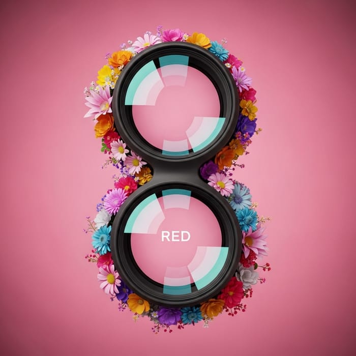 Reflective Lens Art | Vibrant Flowers & Pink Gradient Reflective Lens Art | Vibrant Flowers & Pink Gradient