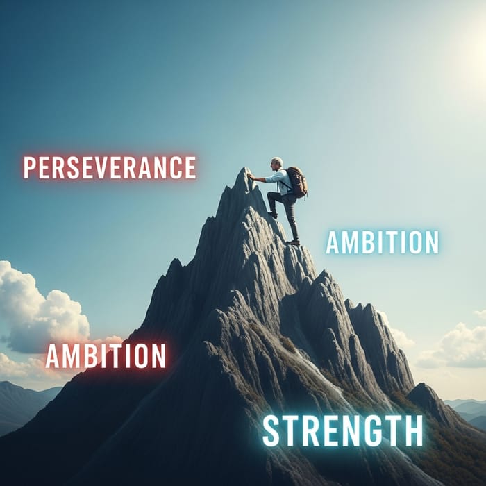 Challenging Perseverance: Climbing to Success - South Asian Man Challenging Perseverance: Climbing to Success - South Asian Man