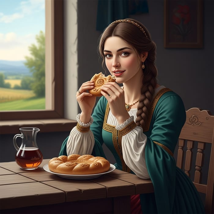 Enigmatic Smile: Mona Lisa with Uzbek Bread Enigmatic Smile: Mona Lisa with Uzbek Bread