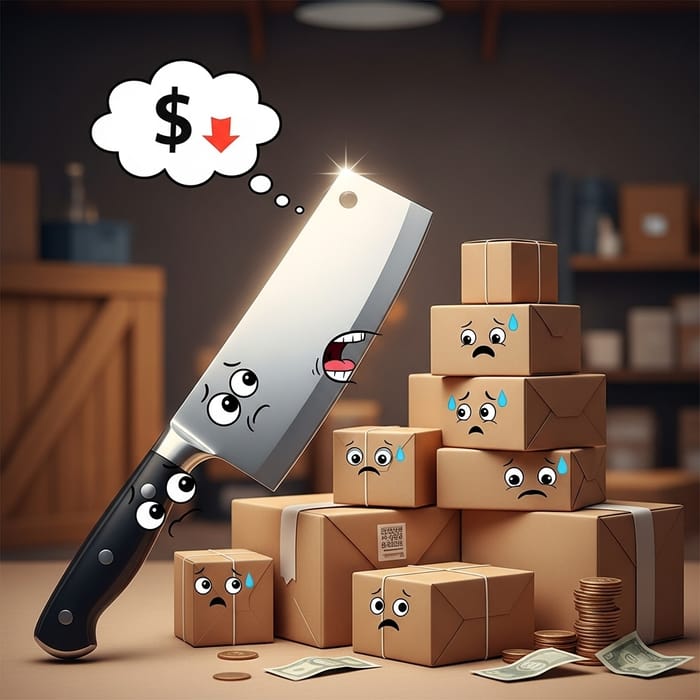 Creative Animated Butcher's Knife Slashing Shipping Costs