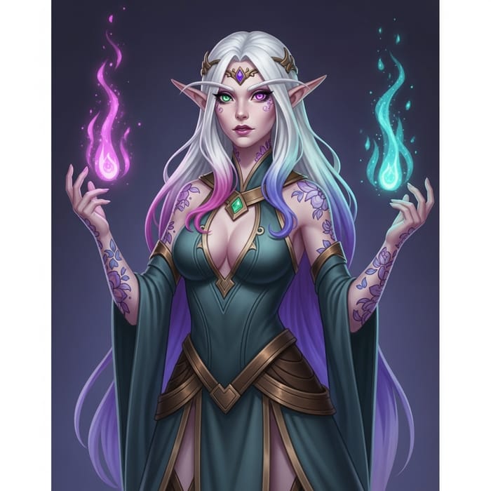 Enchanting Elven Figure with Floral Adornments | D&D Fantasy Art