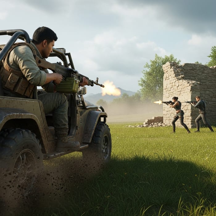 Intense Pubg Machine Gun Battle in Grass Field Intense Pubg Machine Gun Battle in Grass Field
