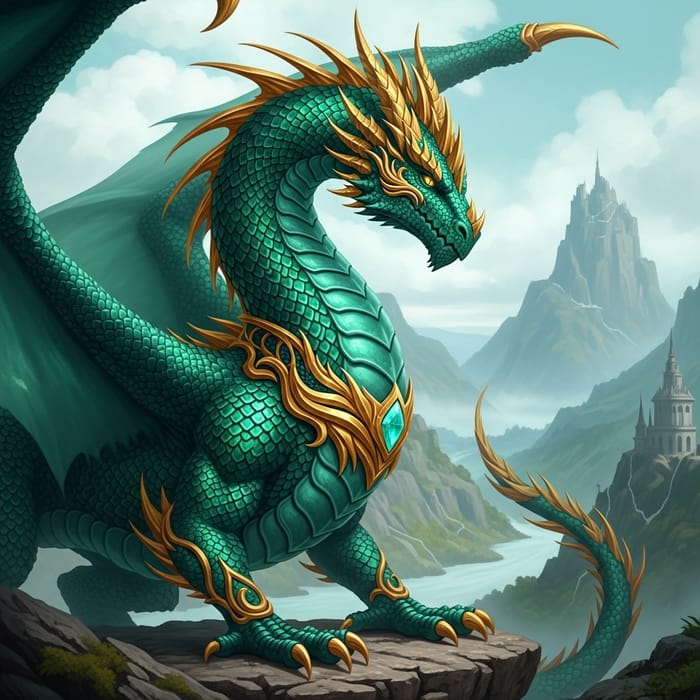 Emerald Dragon in Mythical Gold Emerald Dragon in Mythical Gold