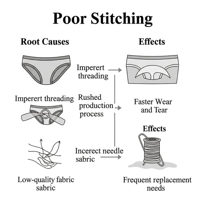 Illustrated Guide: Causes and Effects of Poor Stitching in Underwear