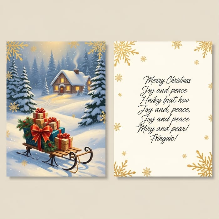 Elegant Christmas Greeting Card with Snowy Landscape for Friends & Family