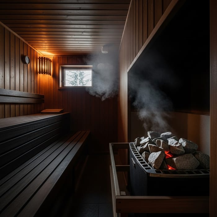 Finnish Sauna with Hot Stone Stove | Relaxation and Tranquility Finnish Sauna with Hot Stone Stove | Relaxation and Tranquility