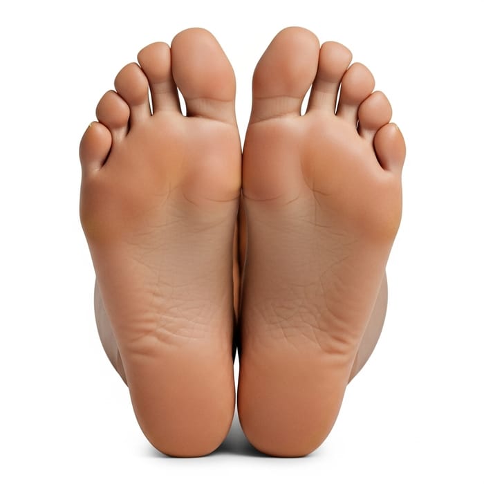 Photo-Realistic Medium Brown Female Feet | Wrinkled Soles & Toes