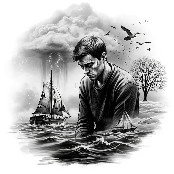 Depression Illustration: Portraying Human Struggle with Solitude Depression Illustration: Portraying Human Struggle with Solitude