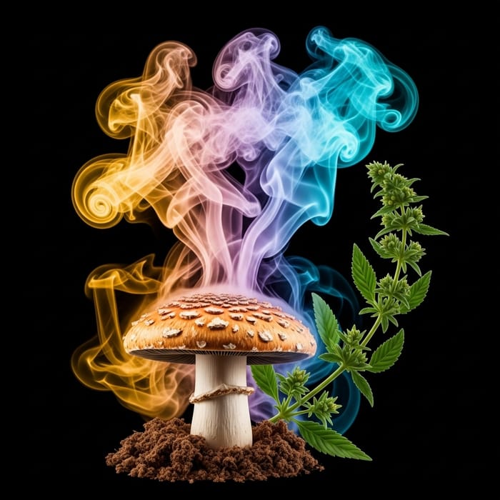 Colorful Smoke Mushroom and Cannabis - Nature's Beauty Colorful Smoke Mushroom and Cannabis - Nature's Beauty