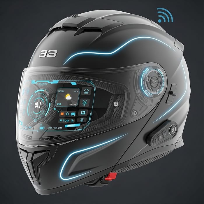 Futuristic AI-Powered Motorcycle Helmet Futuristic AI-Powered Motorcycle Helmet