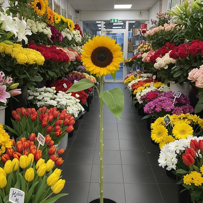 Vivid Animated Sunflower Stands Out Among Floral Beauties Vivid Animated Sunflower Stands Out Among Floral Beauties