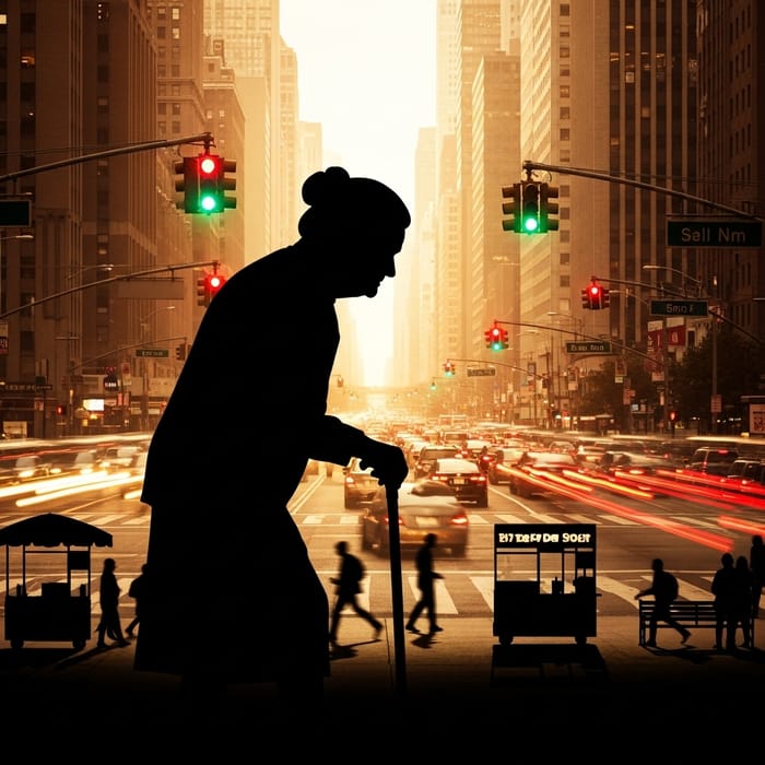 Grandma's Silhouette in the Cityscape Grandma's Silhouette in the Cityscape