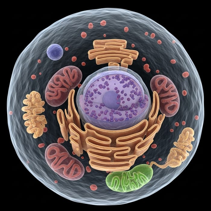 Detailed Image of a Biological Cell under Virtual Microscope