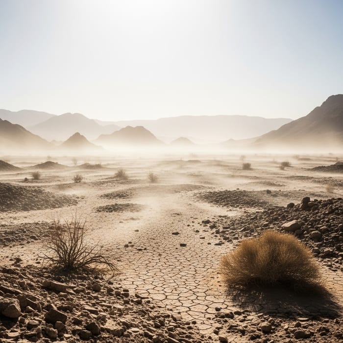 Dry Wind Across Sunny Wasteland Scene Dry Wind Across Sunny Wasteland Scene