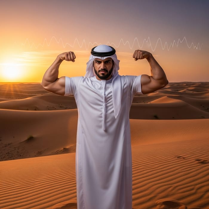 Strong Saudi Man Embracing the Sunset Strong Saudi Man Embracing the Sunset