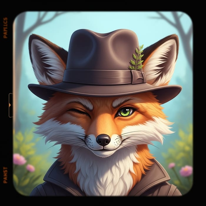 Whimsical Female Fox Wearing Fedora Top Hat | Nature-Inspired Art
