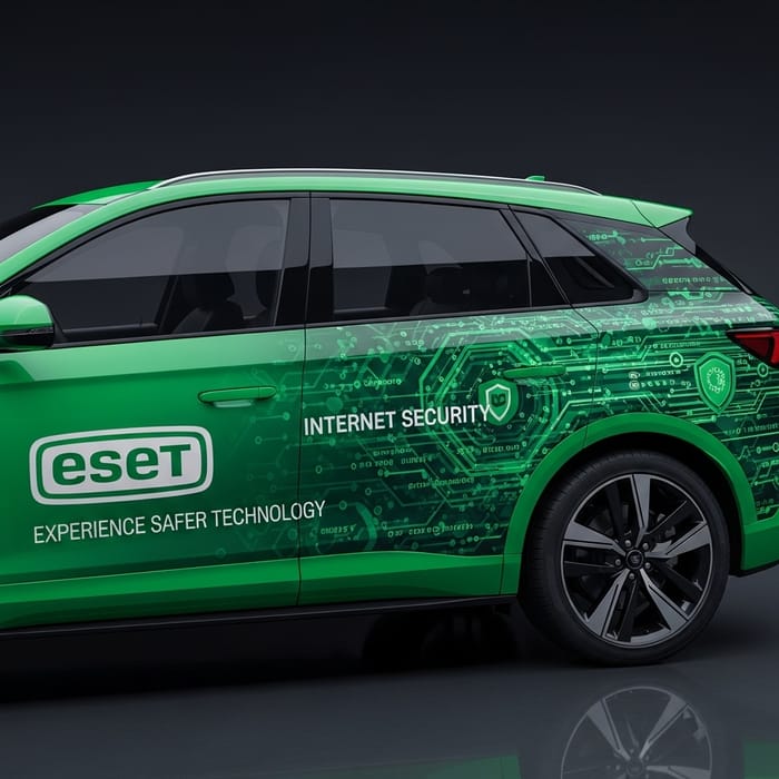 ESET Internet Security Car Advertisement for Xiaomi SU7 - Digital Security on Wheels ESET Internet Security Car Advertisement for Xiaomi SU7 - Digital Security on Wheels